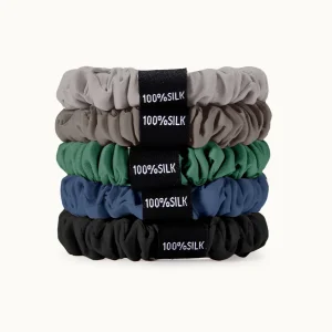 Lot de 5 chouchous soie fine couleurs assorties sans cassure