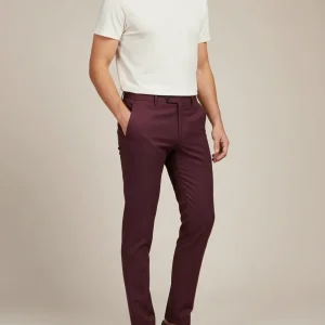 Pantalon Chino Bordeaux Homme Slim Élégant Coton