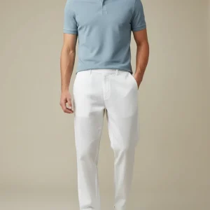 Pantalon Chino Blanc Lin Coton Droit Homme Décontracté