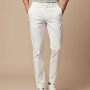 Pantalon Chino Blanc Homme Slim Coton Élégant Décontracté