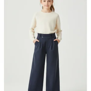 Pantalon Chino Bleu Marine Côtelé Ample Enfant