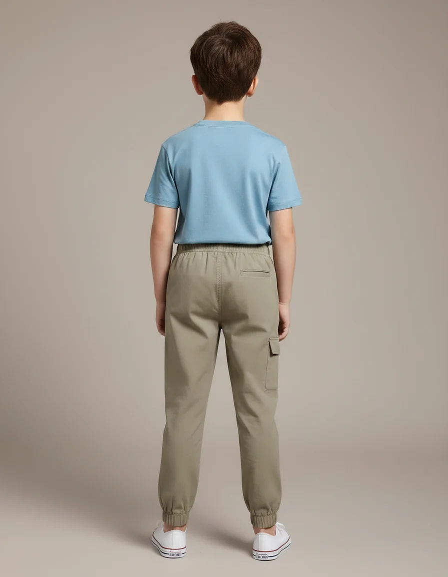 Pantalon Chino Kaki Coton Cargo Garçon Décontracté – Image 3