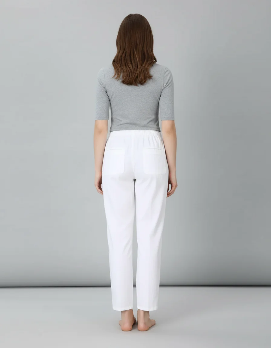 Pantalon Chino Blanc Droit Décontracté Coton Femme – Image 3