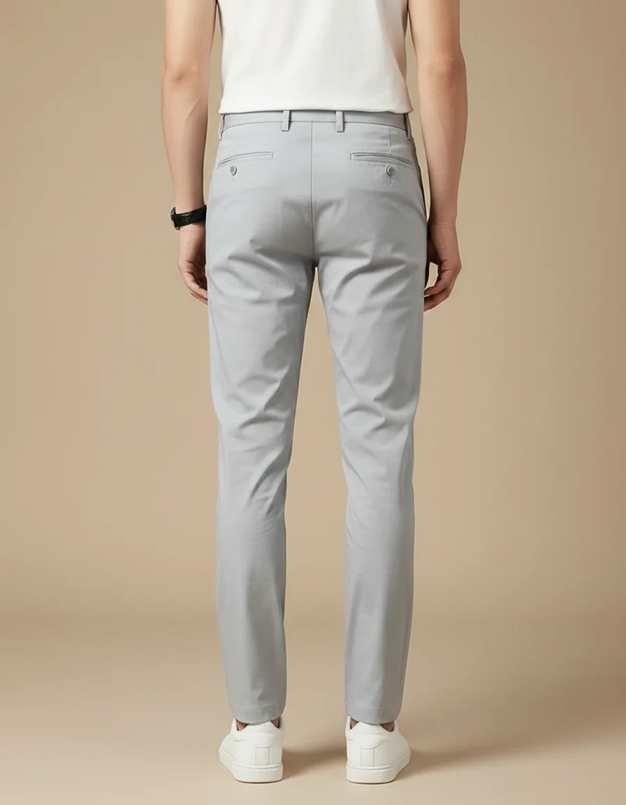 Pantalon Chino Gris Clair Droit Décontracté Homme – Image 3
