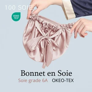 Bonnet en soie 22 mommes Oeko‑Tex pour dormir – Turban cheveux ajustable pour hommes et femmes