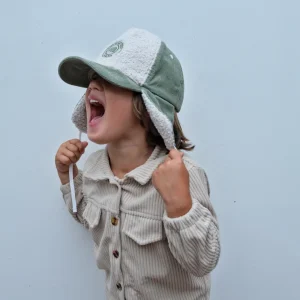 Casquette velours Green Cocooning avec cache-oreilles