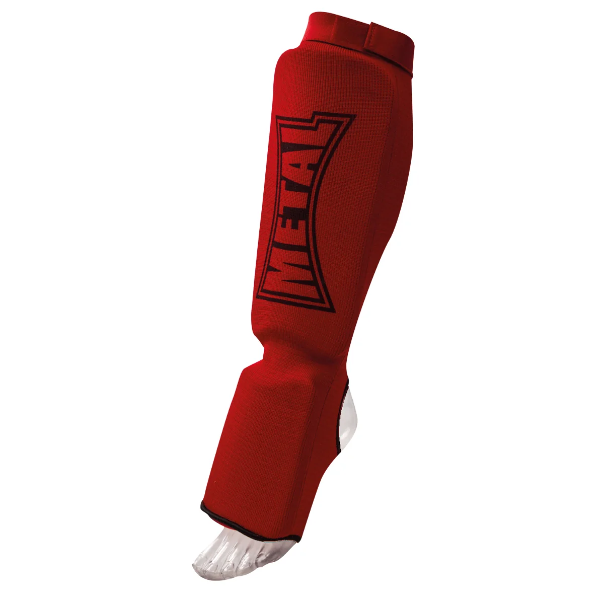 Protège-tibias + Pieds tissu rouges Métal Boxe MB153 – Image 2