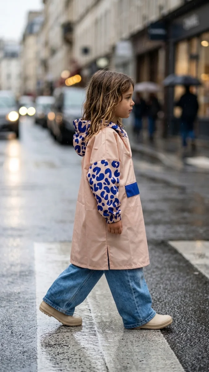NEW - Poncho Long Blue Leo Kids – Image 2