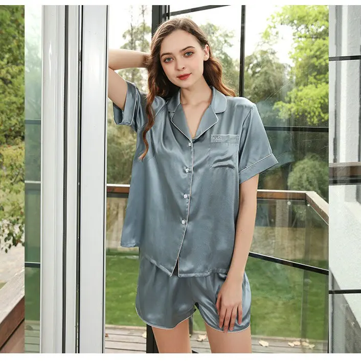 Pyjama Soie 19mm Femme – Ensemble Débardeur et Short Élastique, Nuit Confortable Été & Printemps – Image 7