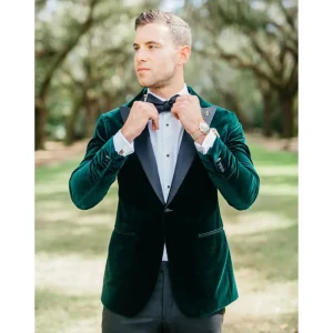 Costume Velours Vert Homme