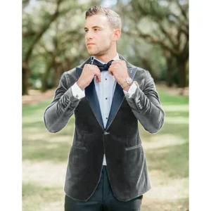 Costume Velours Gris