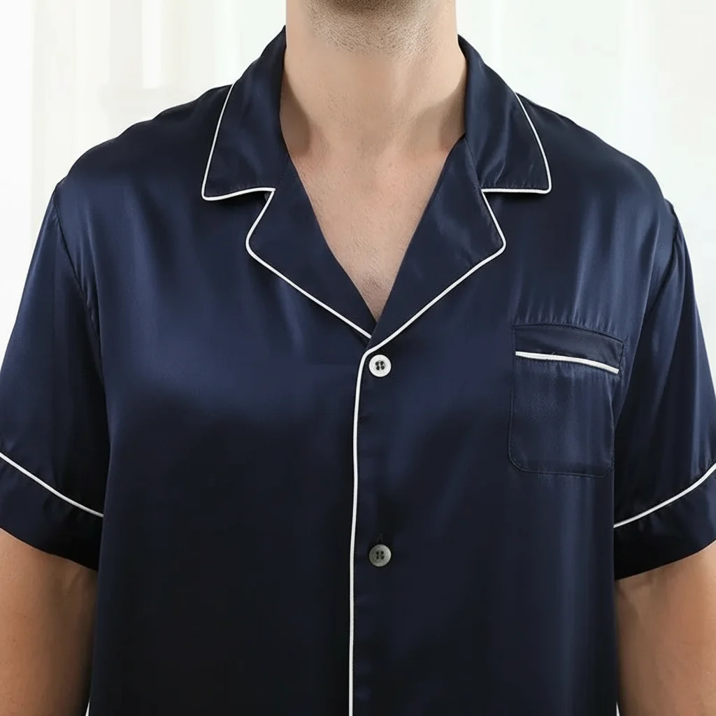 Pyjama Homme en Soie 100% – Set Court Extra Doux, Respirant et Confortable – Image 4