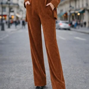 Pantalon ANGE Chocolat - Velours