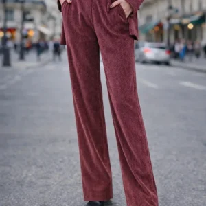 Pantalon ANGE Prune - Velours