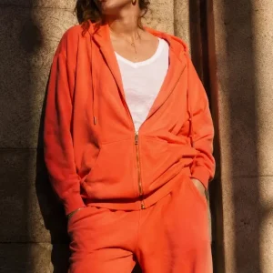 Sweat zippé Loungewear ALBA Corail - Coton