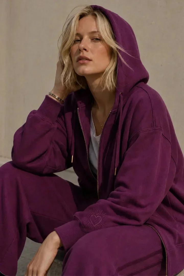 Sweat zippé Loungewear ALBA Prune - Coton – Image 2