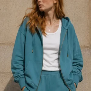 Sweat zippé Loungewear ALBA Vert/Bleu - Coton