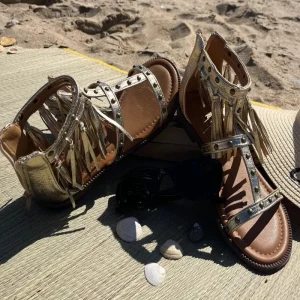 Sandales Franges Dorées Style Bohème Chic